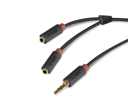 Kabel i złączka SBS Kabel Audio SBS Jack 3,5 - 2xJack 3,5 (żeńskie) 20 cm Czarny